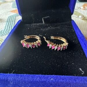 Ruby Elegant Gold and Pink vermeil Hoop Earrings